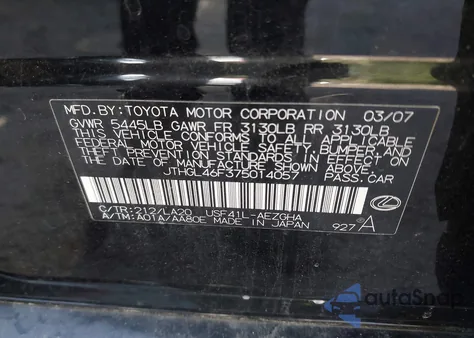 2007 Lexus Ls 460 L z USA, uszkodzony, nr VIN JTHGL46F375014057